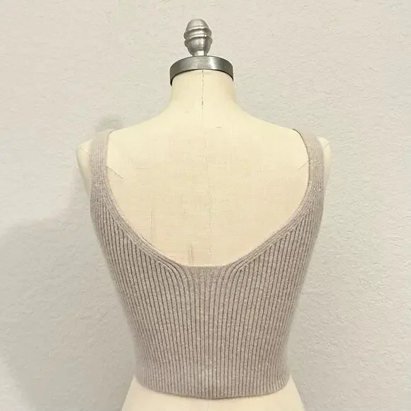 J.CREW Cropped Sweater Tank Tan Cashmere Blend Pullover Ribbed Knit - Picture 2 of 11